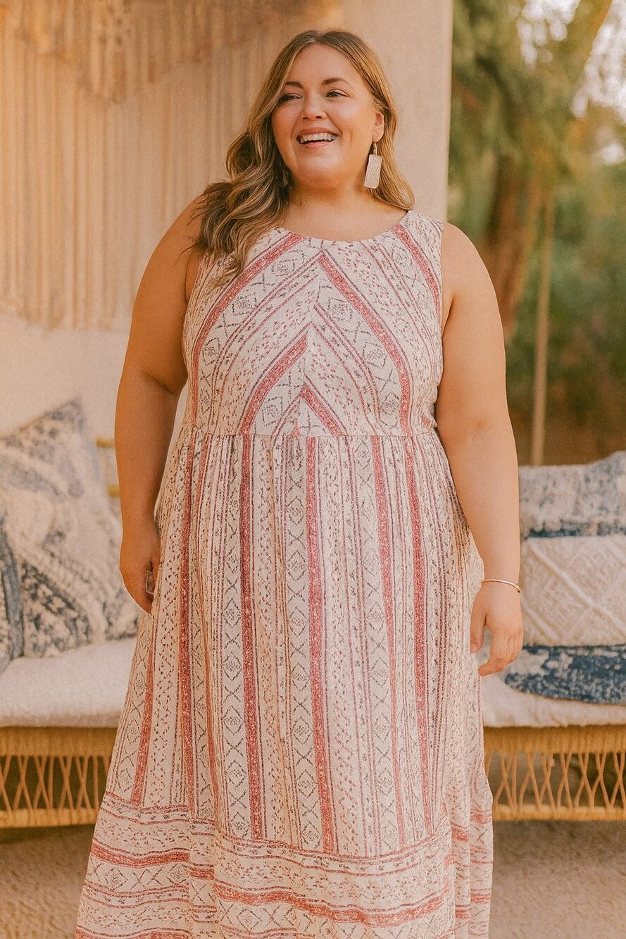 True Craft Prairie City Boho Western Ruffle Hem Maxi Dress in Ivory Size 3X NWT